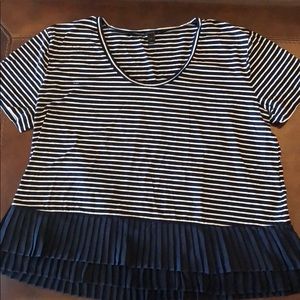 J Crew top with flutter trim bottom